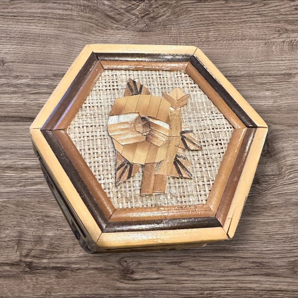 Trinket Jewelry Boxes Bamboo Floral Duck Wood (Lot of 2) - Picture 4 of 7